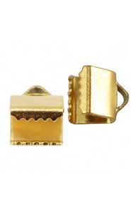Stainless steel Ribbon ends 6mm - Gold